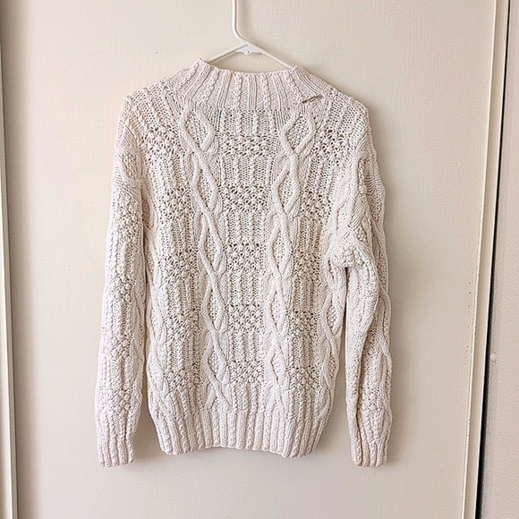 Vintage Hunt Club Womens Small Cable Knit Sweater White Beachy Cottage Coastal - Picture 6 of 8